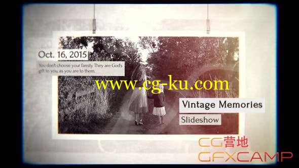 AE模板-复古回忆照片相册幻灯片开场 Vintage Memories Slideshow的图片1