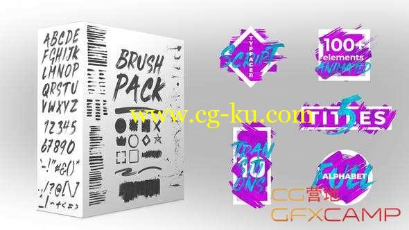 AE模板-笔刷文字书写转场动画 Brush Pack的图片1