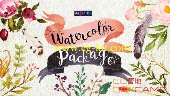 AE模板-手写水彩遮罩婚礼包装片头 Handwriting Watercolor Package的图片1