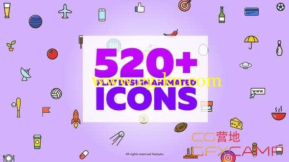 AE模板-520个插画风格矢量图标ICON动画 Vector Animated Icons的图片1