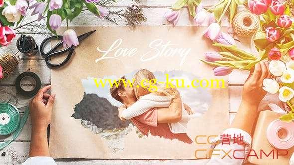 AE模板-浪漫情侣爱情照片相册片头 Love Story Slideshow的图片1