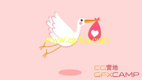 AE模板-送子鸟卡通动画片头 Stork - Baby Birthday Opener的图片1