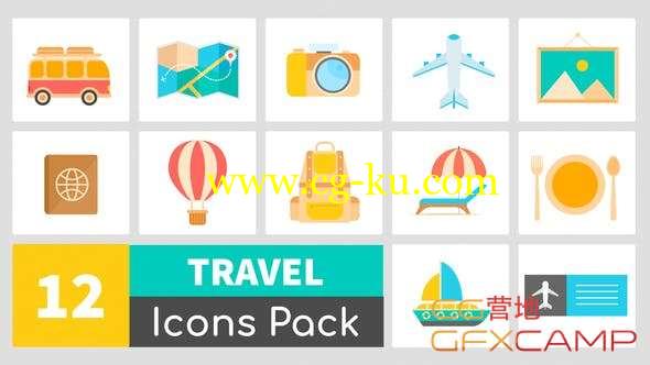 AE模板-旅游图标ICON动画 Animated Travel Icons Pack的图片1