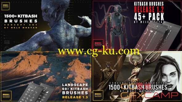 抽象概念原画PS笔刷预设 CubeBrush - 1500+ Kitbash Brushes for Concept Art的图片1