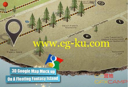 3D谷歌地图PSD平面素材 GraphicRiver 3D Google Map Mock up的图片1