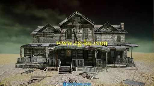 CGTrader – UE4 Abandoned wooden house modular V01 Basic package Updated 002 Low-poly 3D model的图片1