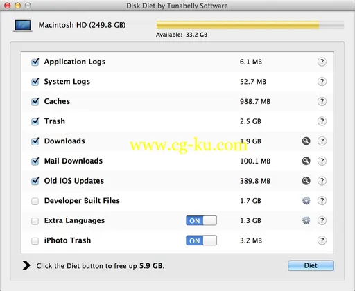 Disk Diet 5.4.5 Multilingual MacOSX的图片1