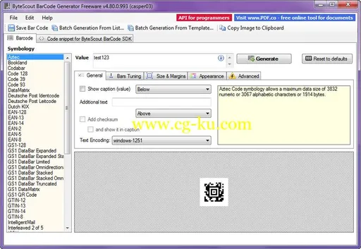 ByteScout BarCode Generator 5.1.1.1058 Business + Portable的图片1