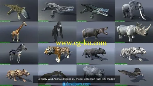 CGTrader – Lowpoly Wild Animals Rigged 3D models Collection Pack的图片2