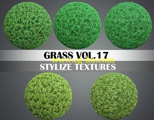 CGTrader – Stylized Grass Vol. 17 – Hand Painted Texture Pack的图片1