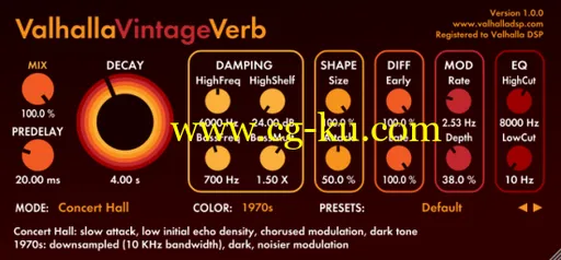 ValhallaDSP ValhallaVintageVerb v2.0.2 MacOS的图片1