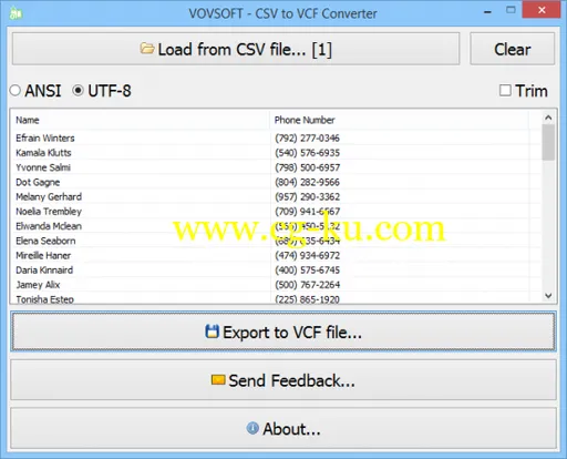 VovSoft CSV to VCF Converter 1.1的图片1