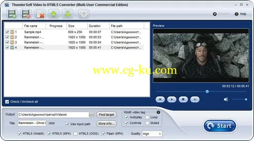 ThunderSoft Video to HTML5 Converter 2.8.0.0的图片1