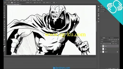 PHOTOSHOP: Inking and coloring a comic book illustration的图片2