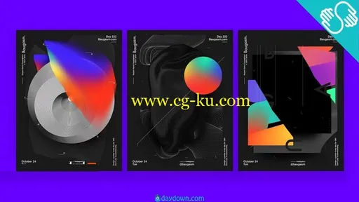 Baugasm Series #9 – Design 3 Different Abstract Posters in Adobe Photoshop and Illustrator的图片2