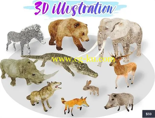 Cubebrush – Africa Animal Illustration Animated Part 1的图片1