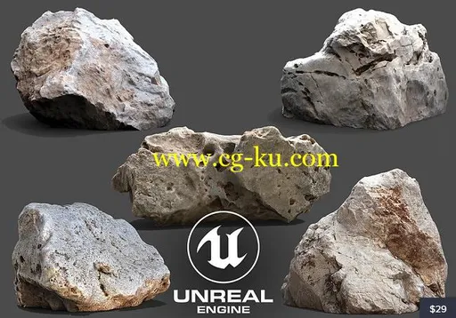 Cubebrush – UE4 Photogrammetry 3D Scan Stone Pack VOL 1的图片1