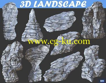 Cubebrush – Low poly Realistic Rocky Sharp Cliff Modular Pack的图片1