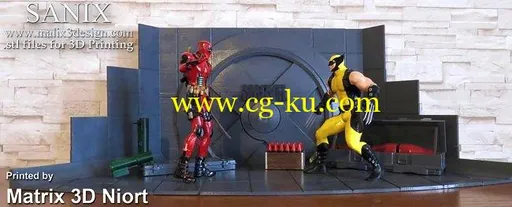 Cubebrush – Xmen Diorama Deadpool vs Wolverine and Darth Vader 3D Print Models的图片1