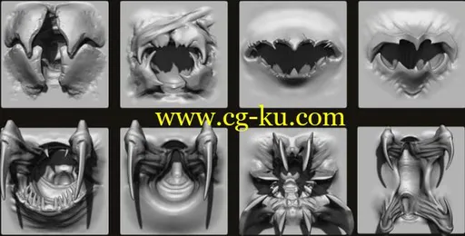 FlippedNormals – MOUTHS – 40 ZBrush VDMs + 5 bonus variations的图片1