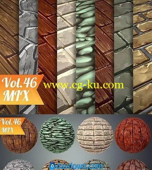 CGTrader – Stylized Hand Painted Textures Collection 2的图片1