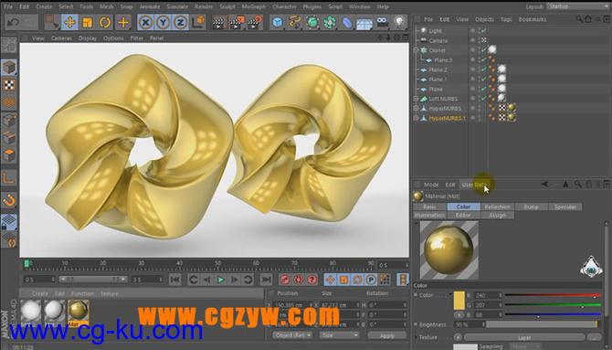 C4D教程制作金色材质 Creating Gold Material Tutorial的图片1