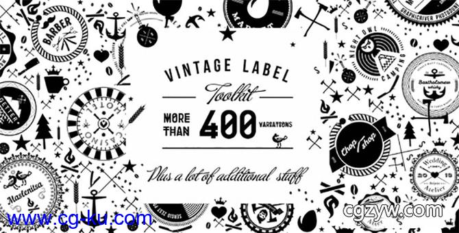 AE模板-复古图案徽章婚礼标题工具包含音效 Vintage Label Tool的图片1