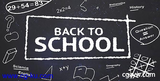 AE模板-创意风格宣传相册黑板粉笔儿童学生绘画展示 Back to School的图片1