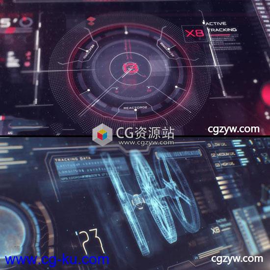 AE模板-新风格科幻高科技风格HUD信息图形元素游戏跟踪匹配移动视频包装的图片1
