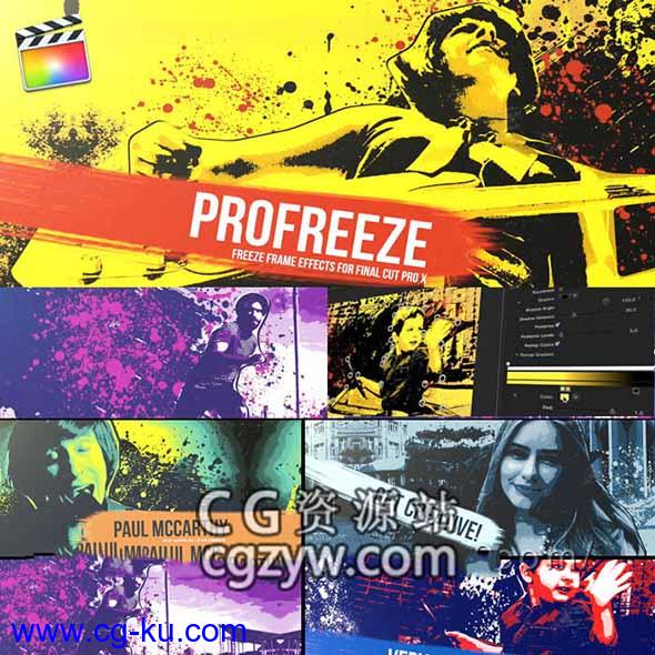 FCPX插件-影片画面时间冻结静止泼墨飞溅效果ProFreeze Splatter的图片1