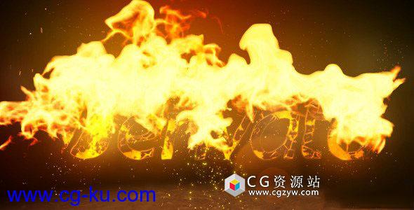 AE模板-火焰燃烧路径碰撞剥落Logo文字展示 Fire Logo Reveal的图片1