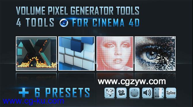 C4D像素化方块预设 Volumetric Pixel Generator R12-R16 Win/Mac + 教程的图片1