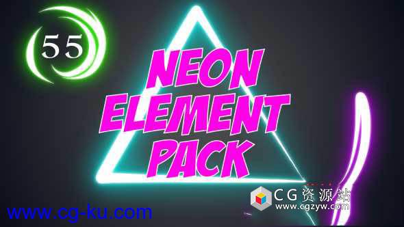 AE模板-卡通动画元素霓虹灯光线路径形状动画 Neon Element Pack的图片1