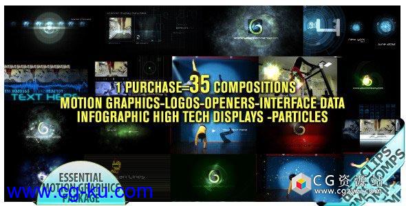 AE模板-35个高科技粒子片头包装动画 Motion Graphics Displays And Particles Bundle Pack的图片1