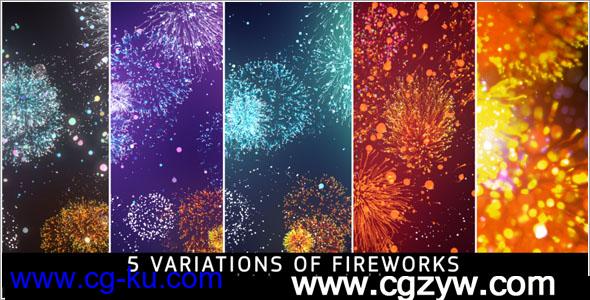 5组粒子烟花高清视频素材含工程文件,Fireworks – Motion Graphi的图片1