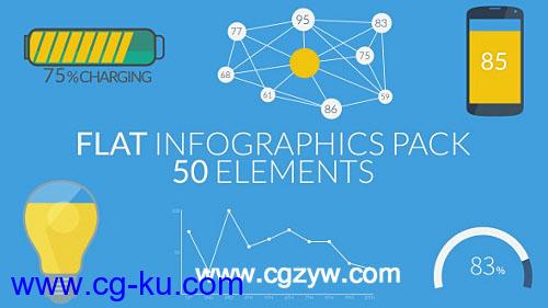 AE模板-50组扁平图形设计动画Flat Infographics Pack (50 Elements)的图片1