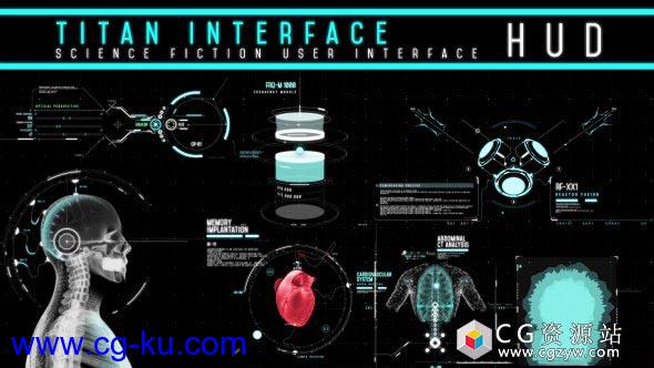 AE模板-高科技科幻UI信息图表界面人体心脏医学HUD动画图形元素包的图片2