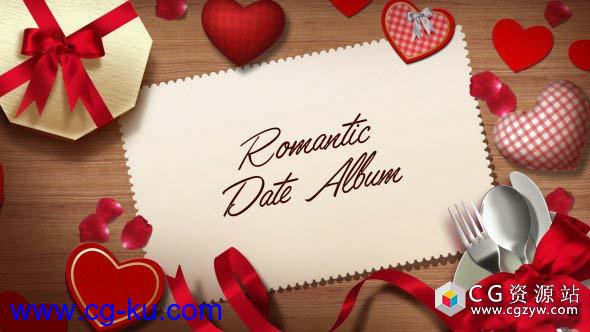 AE模板-浪漫日期相册情人节婚礼图片包装展示 Romantic Date Album的图片1