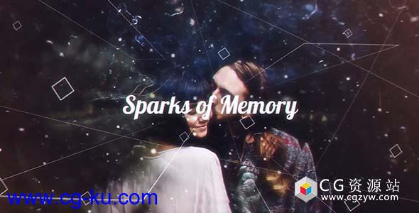 AE模板-现代粒子线条视差图片幻灯片动画 Sparks of Memory的图片1