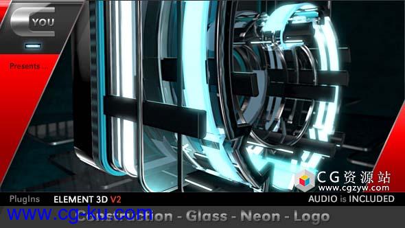 AE模板-E3D三维玻璃发光霓虹灯logo动画 Construction Glass Neon Logo的图片1