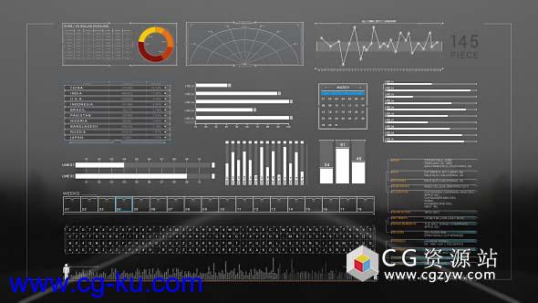 AE模板4K简单的信息图表动画HUD企业数据统计分析社会图标的图片1