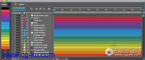 AE脚本-图层标签批量管理 Aescripts Labels V2.0的图片1