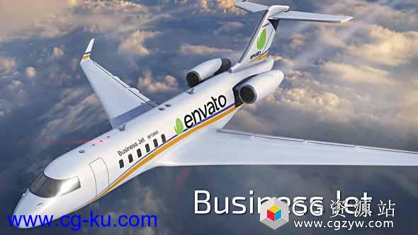 AE模板-航空公司宣传片三维飞机航班Logo动画开场 Business Jet的图片1