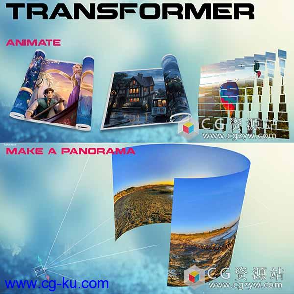 AE脚本-三维透视卷轴扭曲变形展开照片墙效果Transformer V2.0 +使用教程的图片1