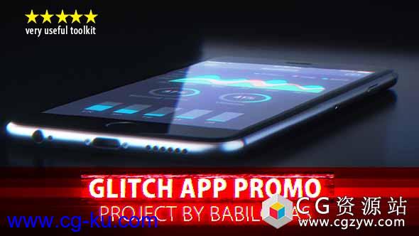 AE模板-时尚演示视频手机应用程序APP动画展示宣传片 Glitch App Promo的图片1