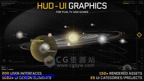 AE模板-高科技HUD电视游戏电影特效医学武器地理星球UI图形元素的图片1