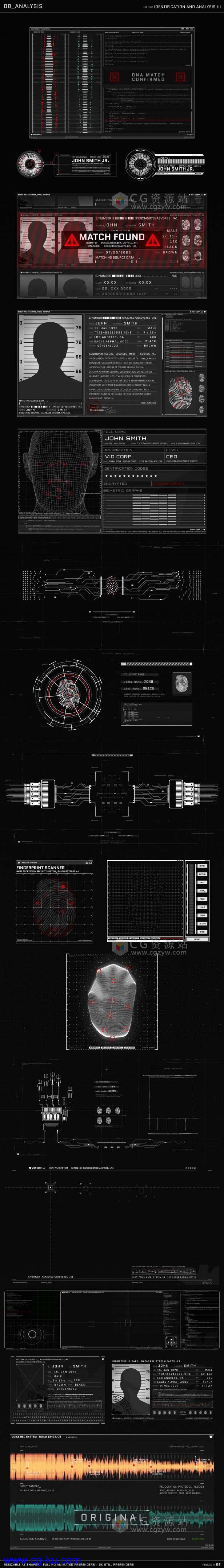 AE模板-高科技HUD电视游戏电影特效医学武器地理星球UI图形元素的图片2