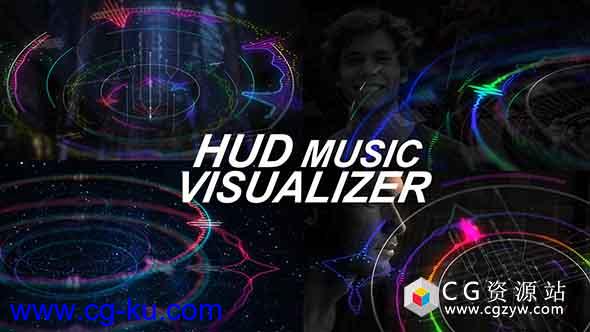 AE模板-高科技HUD音乐均衡器跳动节奏可视化动画HUD Music Visualizer的图片1