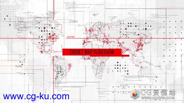 AE模板-电影预告片商业推广公司视频地图目标点指示视频开场 Target Map Slideshow的图片1