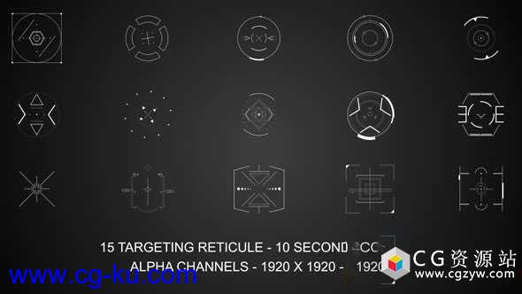 视频素材-高科技目标点聚焦HUD动画高清视频素材 Targeting Reticules的图片1